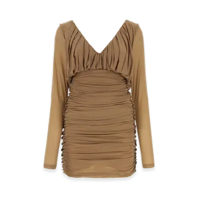 Saint Laurent Women's Jersey Mini Dress "Camel"