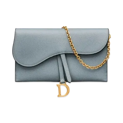 Dior Saddle Wallet Grained Calfskin "Cloud Blue"
