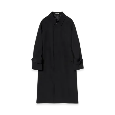 AURALEE Women's Light Wool Max Gabardine Coat "Top Black"
