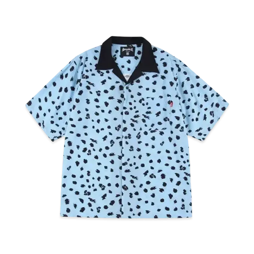 SUPPLIER Leopard Open Collar Shirt "Blue"