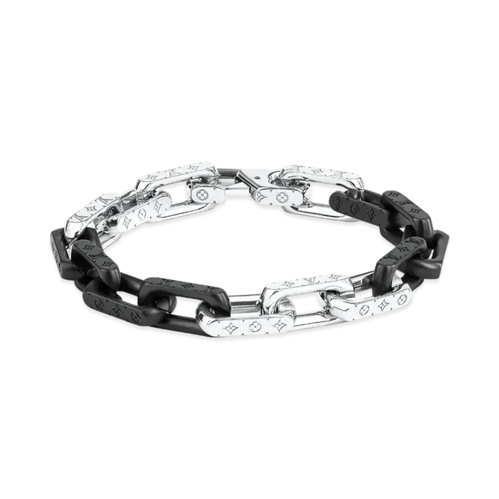 Louis Vuitton Monogram Chain Bracelet "Silver/Black"