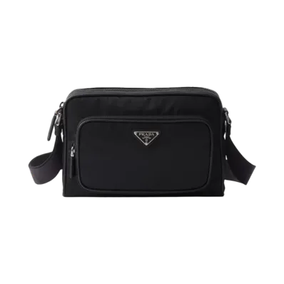 PRADA Small Re-Nylon x Saffiano Leather Shoulder Bag "Black"
