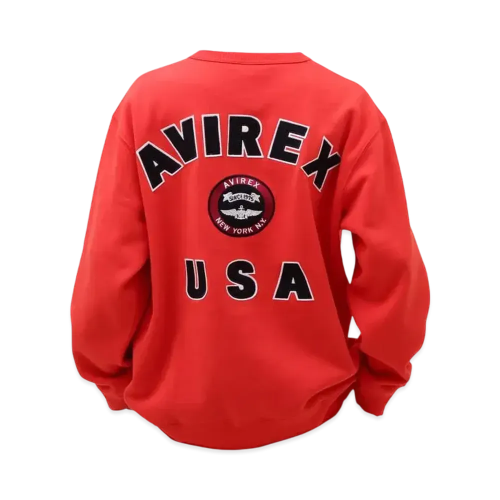 AVIREX Varsity Logo Crew Neck Sweat "Orange"