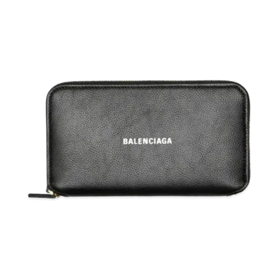 BALENCIAGA Cash Continental Wallet Grained Calfskin "Black"