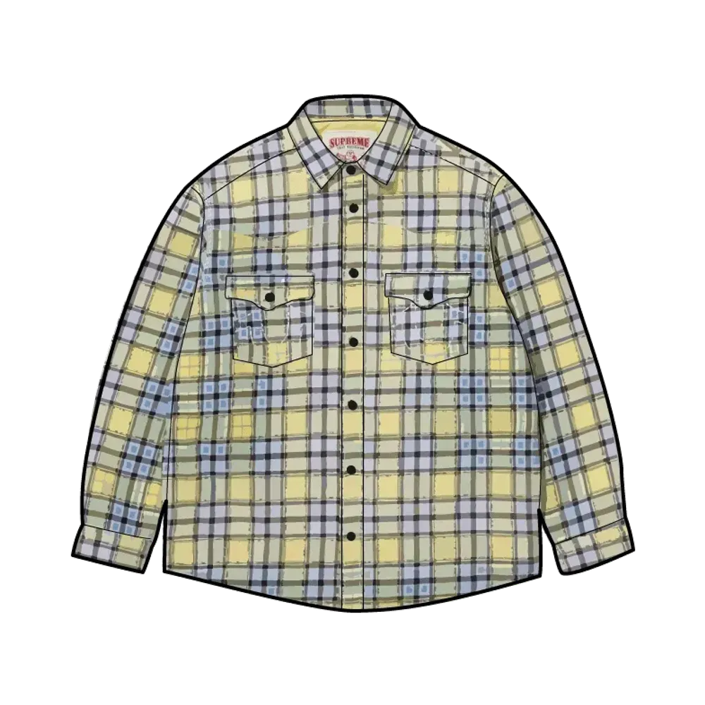 Supreme x True Religion Quilted Lined Plaid Flannel Shirt "Yellow"