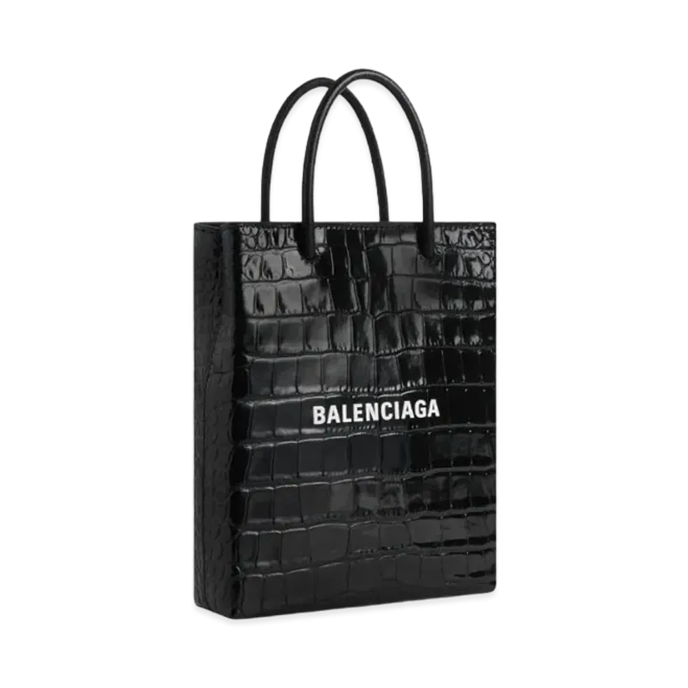 BALENCIAGA Crocodile Embossed Shopping Bag "Black"