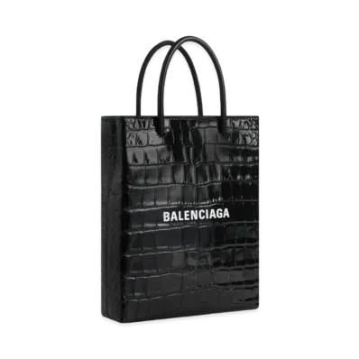 BALENCIAGA Crocodile Embossed Shopping Bag "Black"