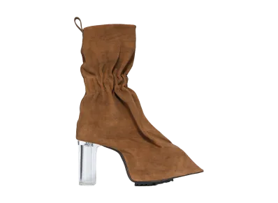 Rick Owens SS26 Pull On Cuffed Taquito Grainy Cow Leather "Sumi Brown/Clear"