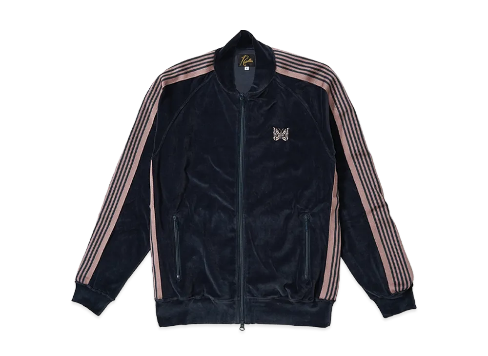 NEEDLES Rib Collar Track Jacket - C/PE Velour "Steel Blue"