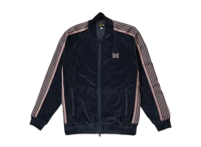 NEEDLES Rib Collar Track Jacket - C/PE Velour "Steel Blue"