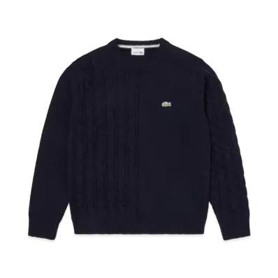 LACOSTE Asymmetry Crew Neck Knit Sweater "Navy"