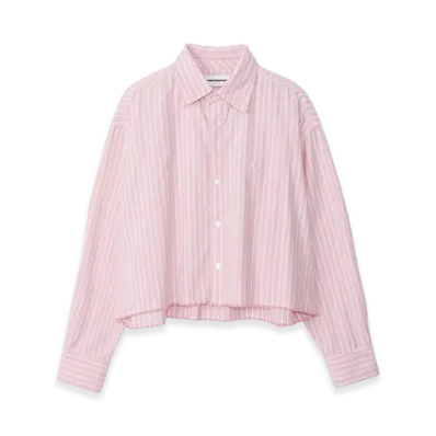 GOD ONLY KNOWS Cropped Striped Shirt "Pink"