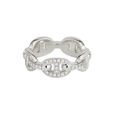 Hermes Chaine D'ancre Enchainee Ring With Diamonds "White Gold"