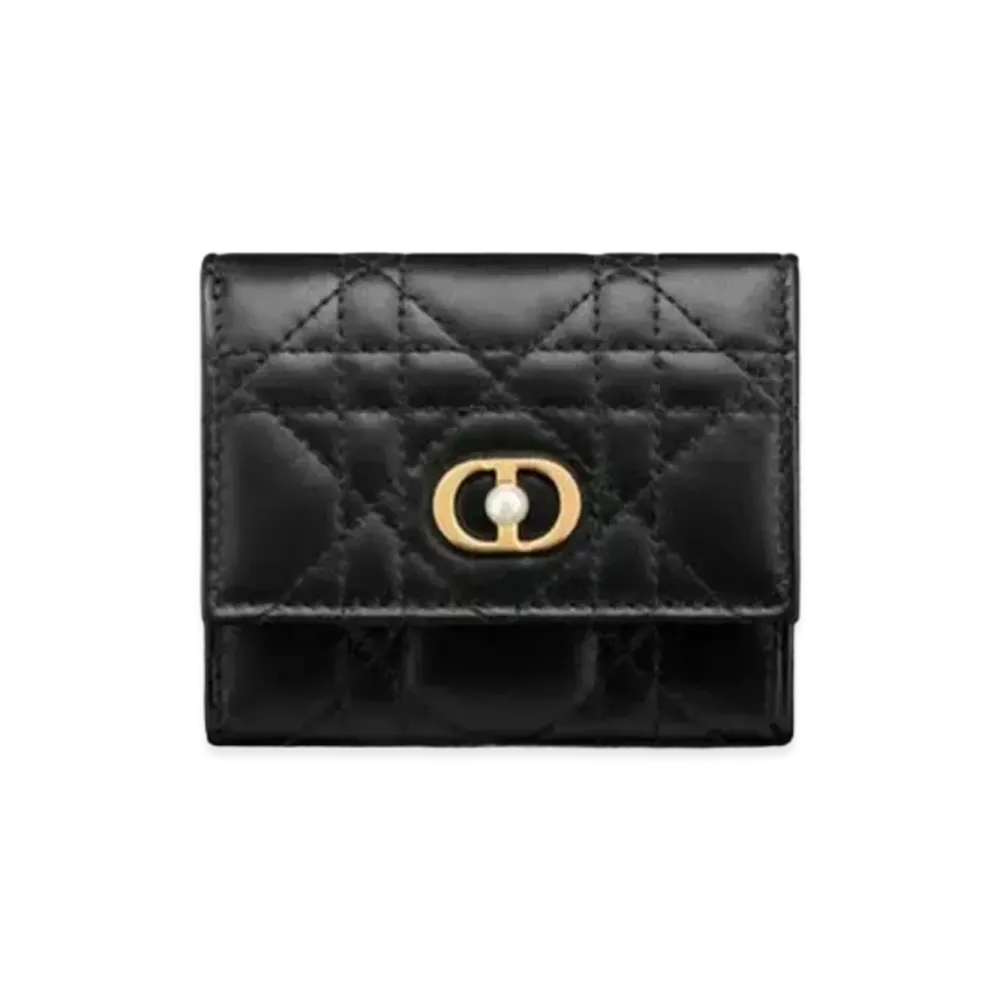Dior Jolie Hibiscus Wallet Cannage Lambskin "Black"