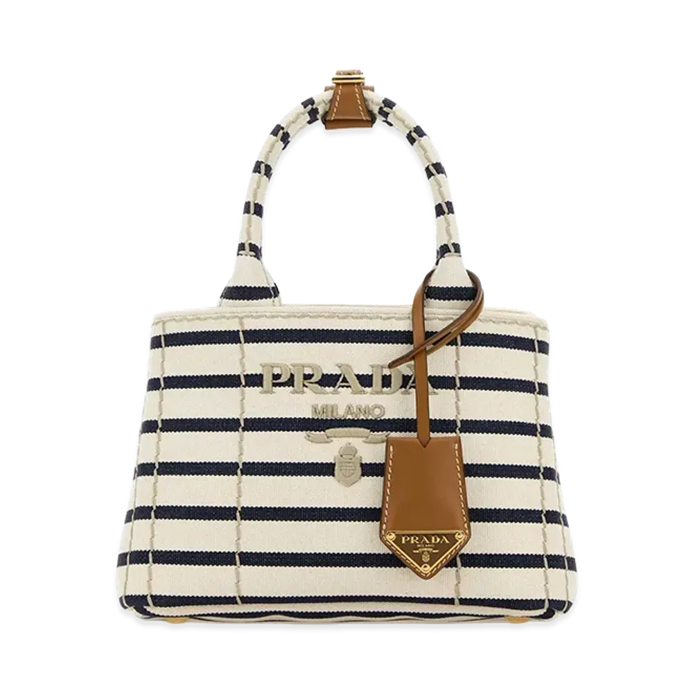 PRADA Women's Embroidecanvas Mini Handbag "Stripped"