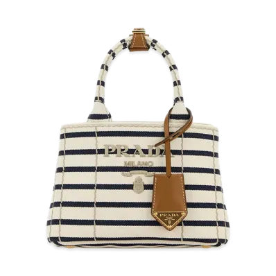 PRADA Women's Embroidecanvas Mini Handbag "Stripped"