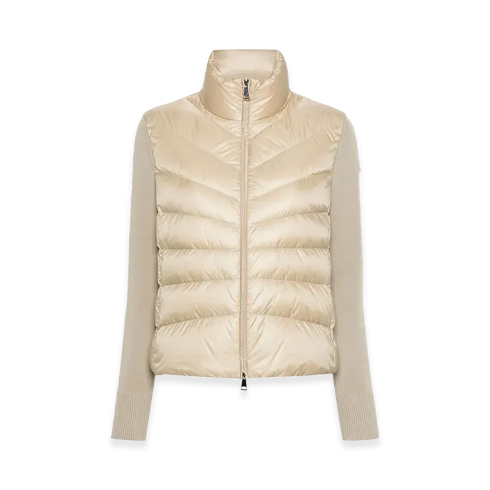 MONCLER Women's Padded Wool Cardigan "Beige"