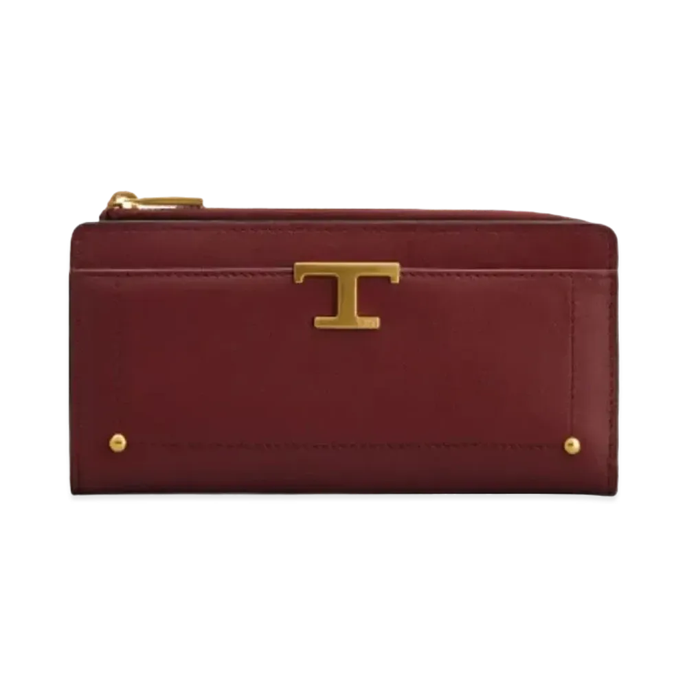 TOD'S T Timeless Wallet In Leather "Red"