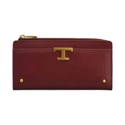 TOD'S T Timeless Wallet In Leather "Red"