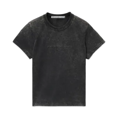 Alexander Wang Acid Wash Logo Emboss Shrunken T-shirt "Acid Black"
