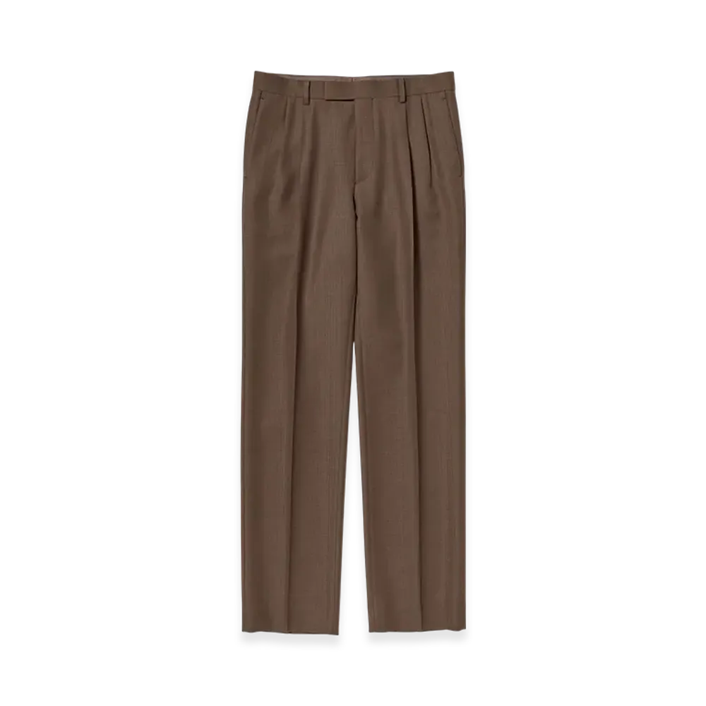 AURALEE Bluefaced Wool Two-Tuck Slacks "Brown Red Stripe"