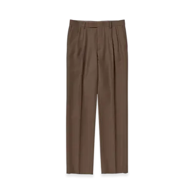 AURALEE Bluefaced Wool Two-Tuck Slacks "Brown Red Stripe"