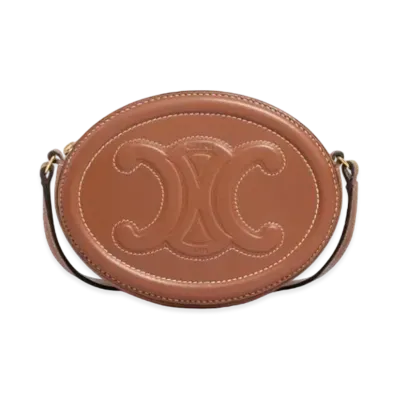 CELINE Crossbody Oval Purse In Smooth Calfskin "Tan"