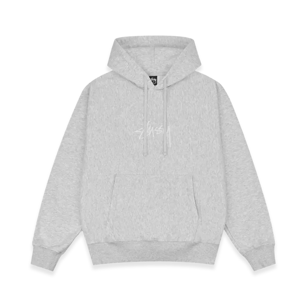 Stussy Stock Logo Applique Hoodie "Ash Heather White"