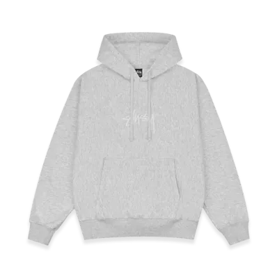 Stussy Stock Logo Applique Hoodie "Ash Heather White"