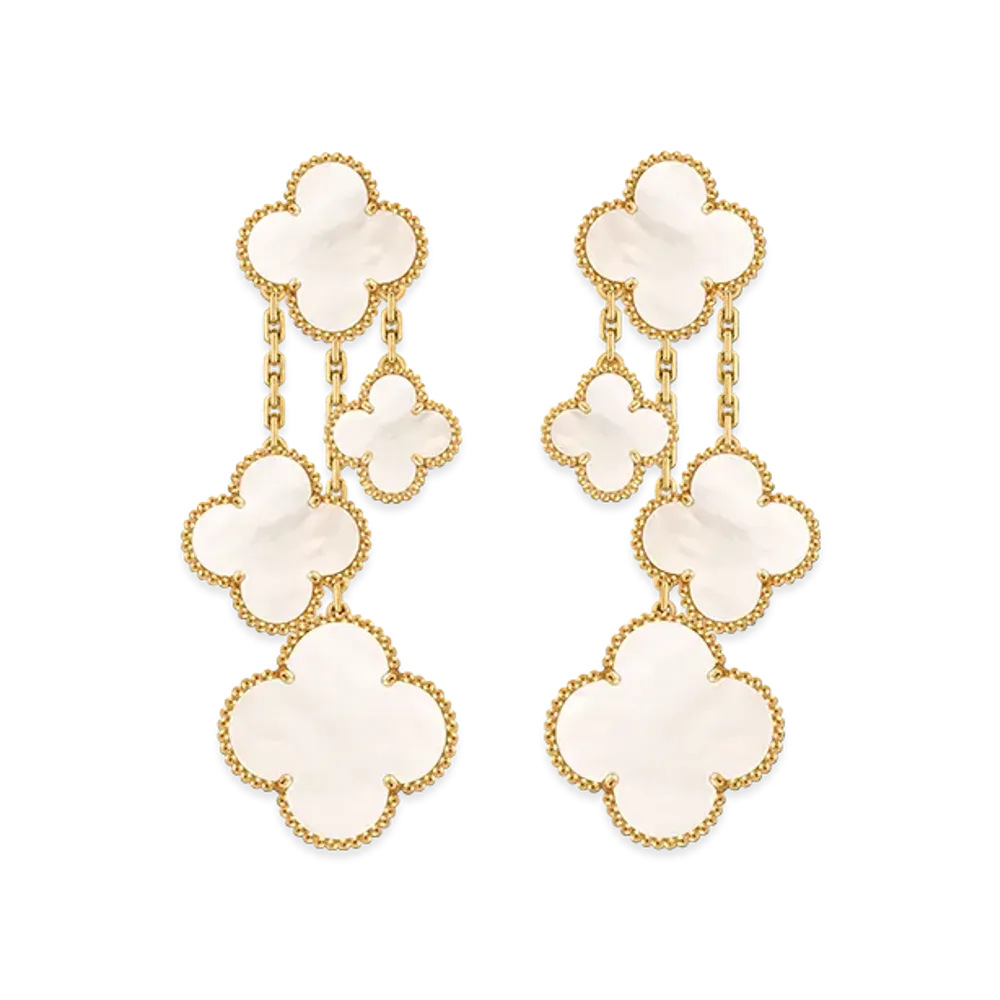 Van Cleef & Arpels Magic Alhambra earrings 4 motifs "18K Yellow gold/Mother-of-pearl"