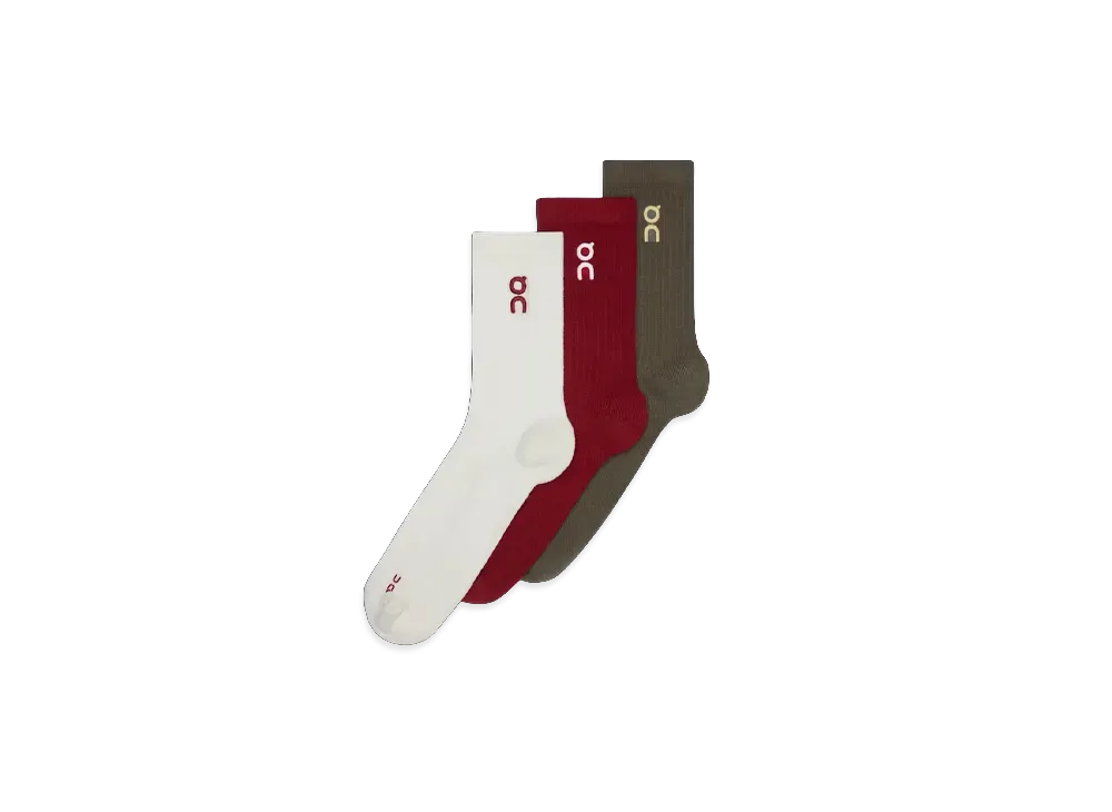 on Embroidered Logo Sock 3P Year of the Horse "Grizzly/Ivory"