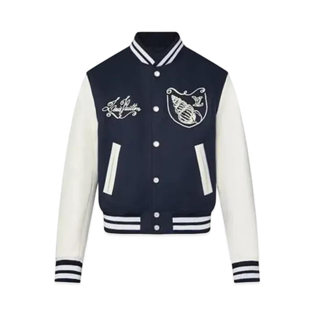Louis Vuitton Calfskin Varsity Jacket "Navy Blue"