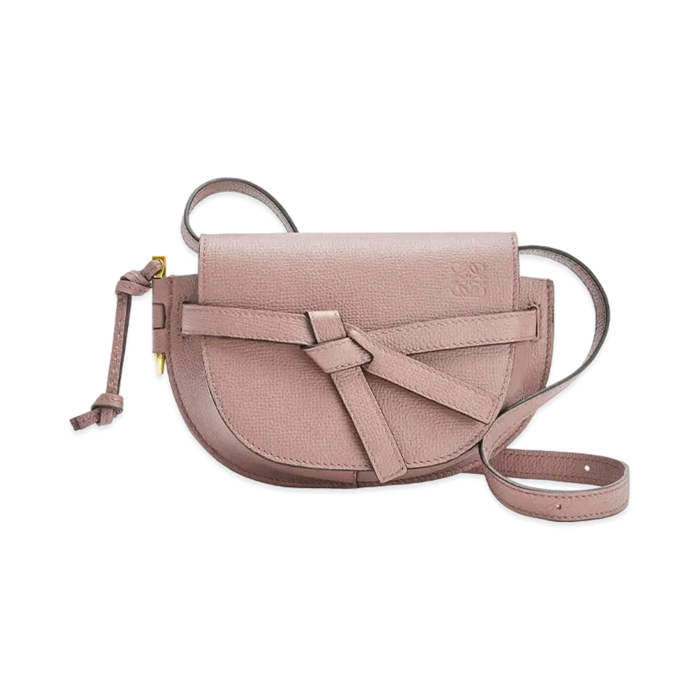 LOEWE Mini Gate Dual Bag In Pebble Grain Calfskin "Dark Blush"