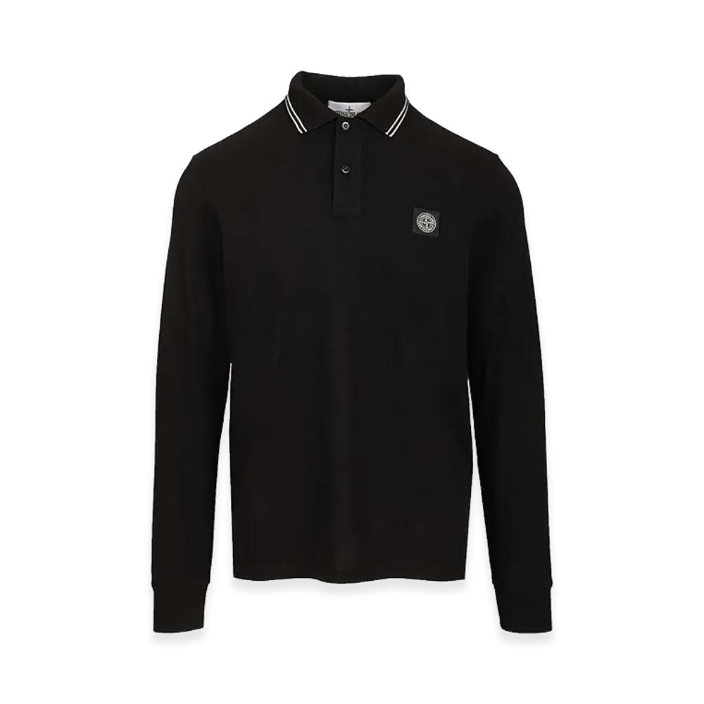 Stone Island Long-Sleeved Polo Shirt "Black"