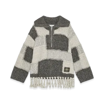 GANNI Patchwork Fringe Sweater "Multi Colour"