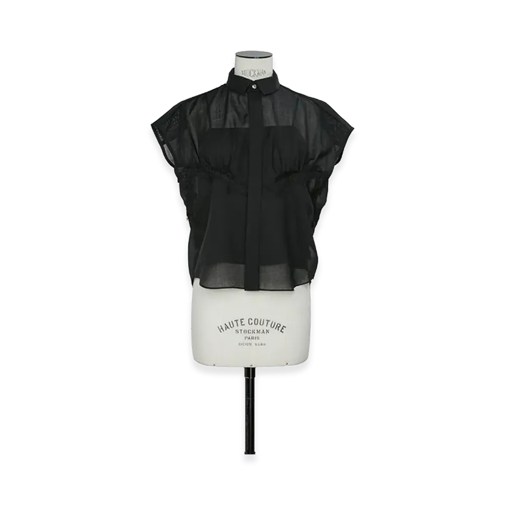sacai Women's Wool Organza Shirt "Black"