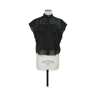 sacai Women's Wool Organza Shirt "Black"