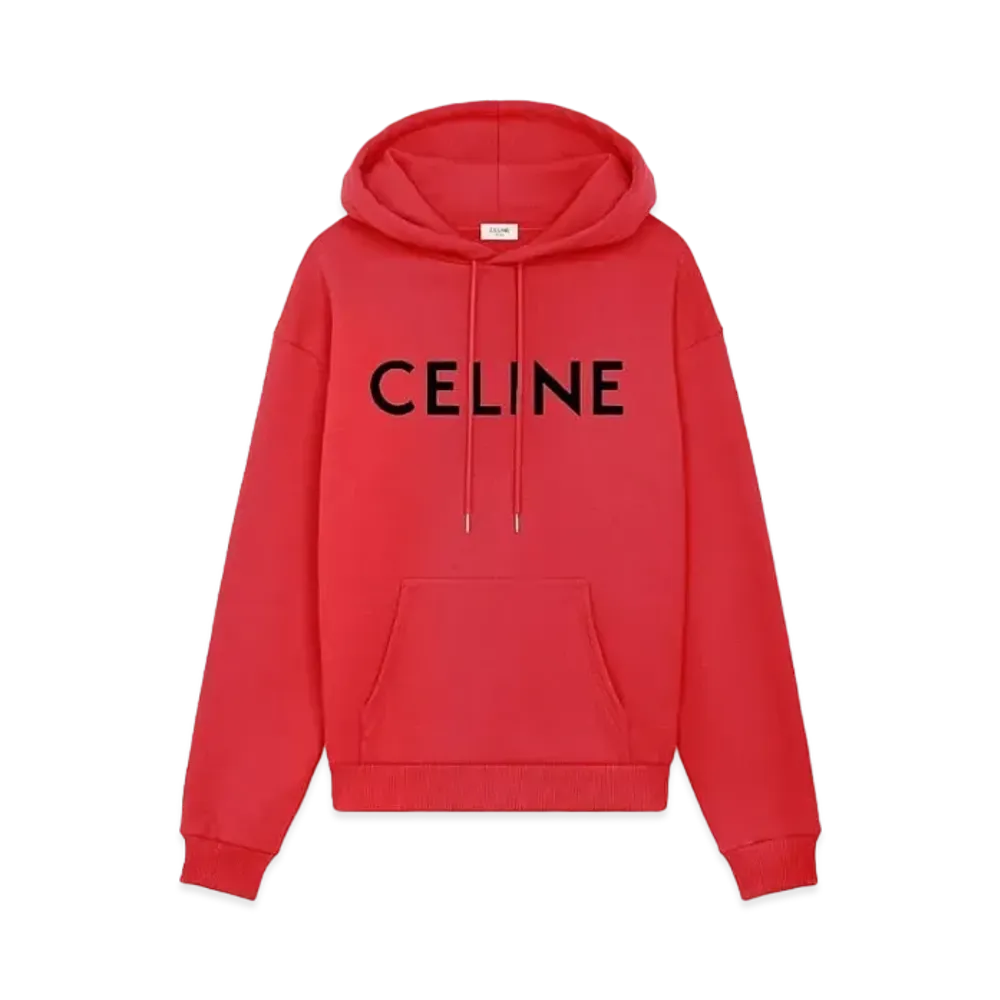 CELINE Loose Hoodie In Cotton Fleece "Intense Red/Black"
