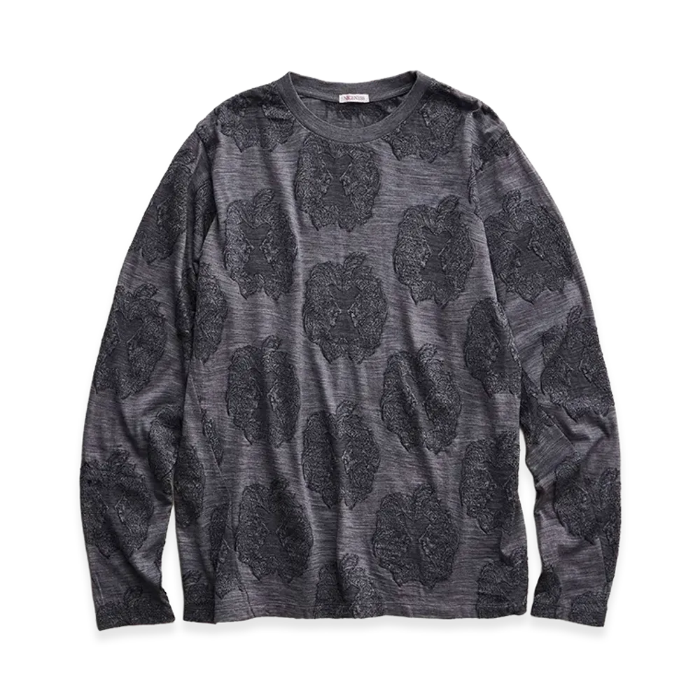 NICENESS Burns Apple Jacquard Crew Neck Sweater "Gray"
