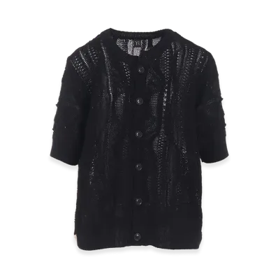 Y's 3D Cable Knit Cardigan "Black"