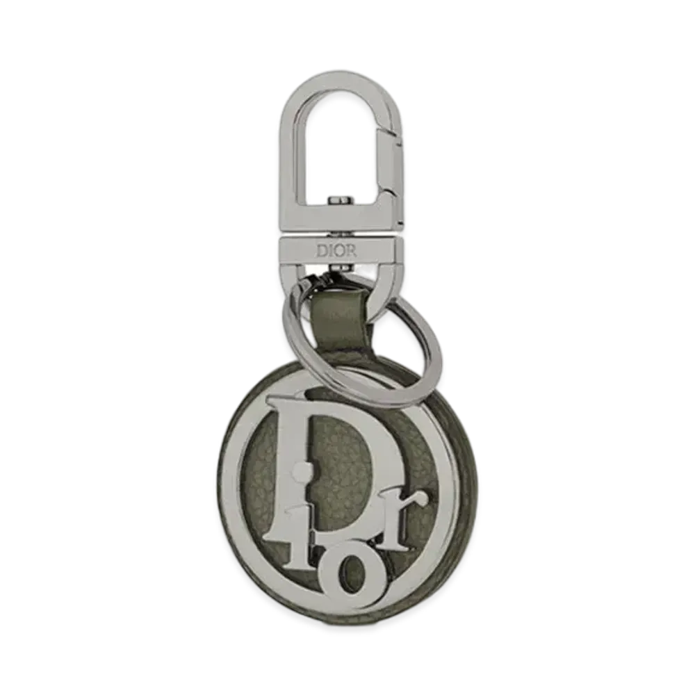 Dior D-Touch Keyring Grained Calfskin With Dior Oblique Signature "Olive"