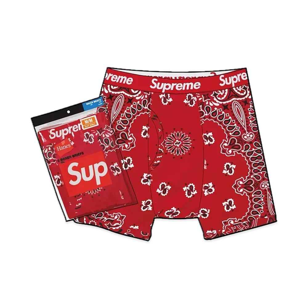 Supreme x Hanes Bandana Boxer Briefs (2 Pack) "Red"