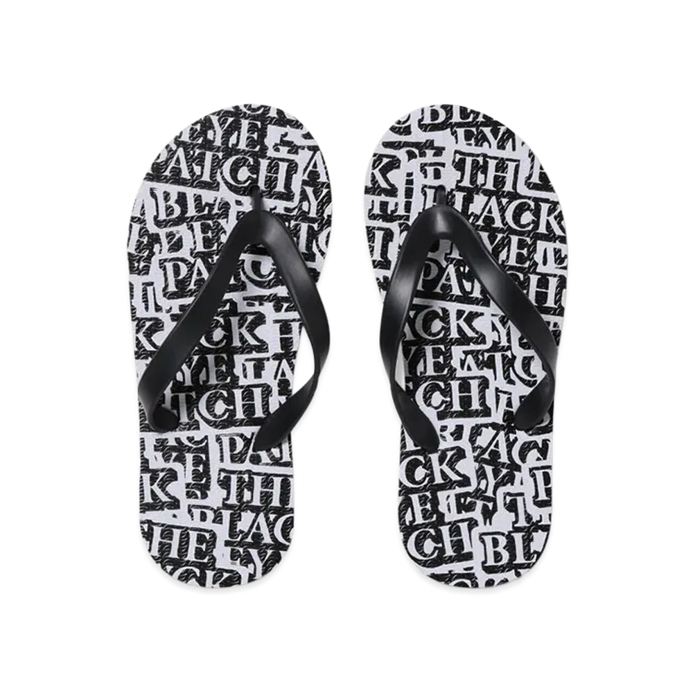 BlackEyePatch OG Label Patterned Beach Sandals "White"