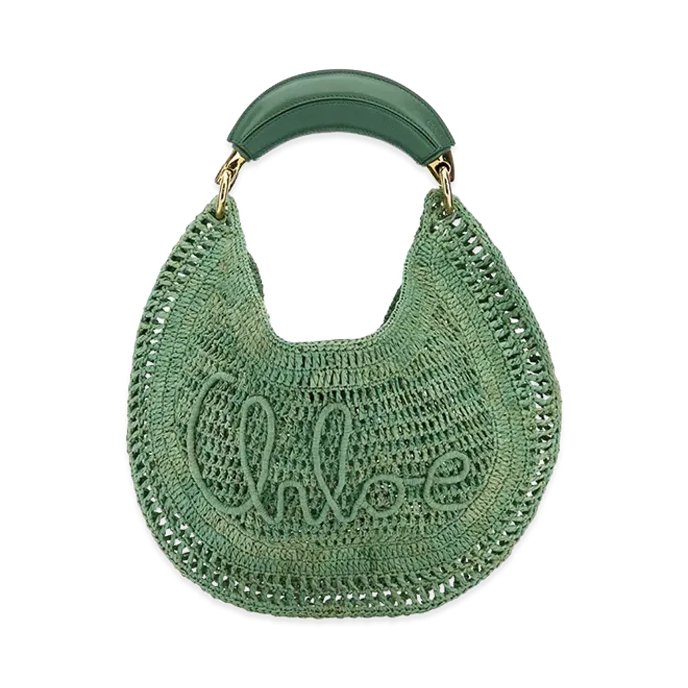 Chloe Women's Raffia Banana Handbag "Sage Green"