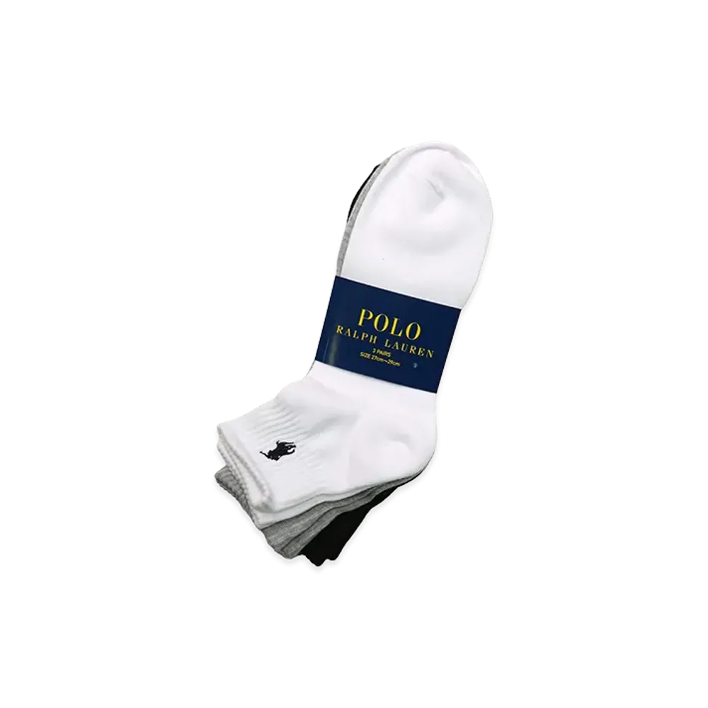 Polo Ralph Lauren One-Point Logo Ribbed Quarter Socks 3-Pack "3 Colors (Pattern B)"