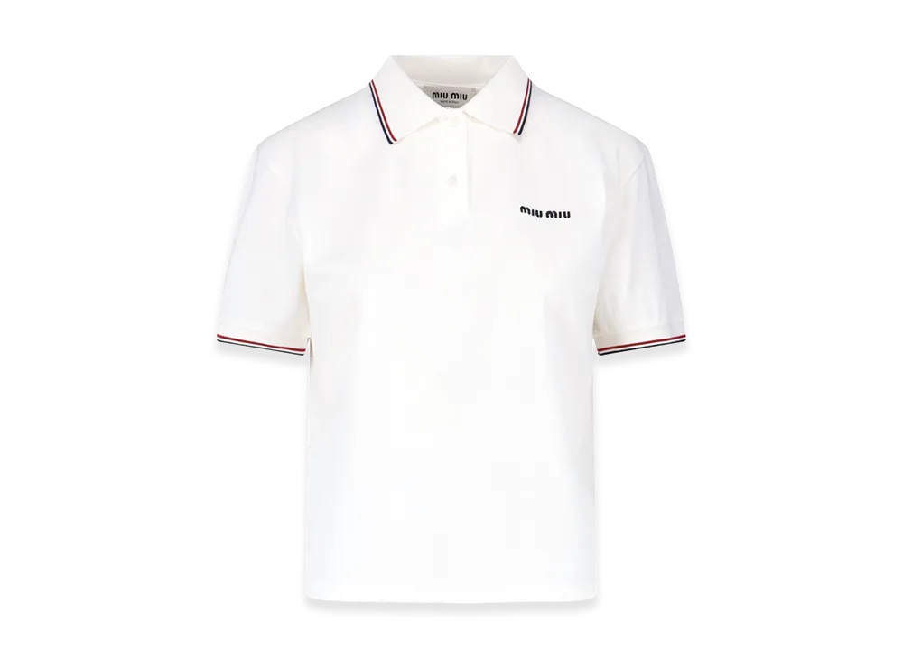 MIUMIU Cotton Pique Polo Shirt "White"