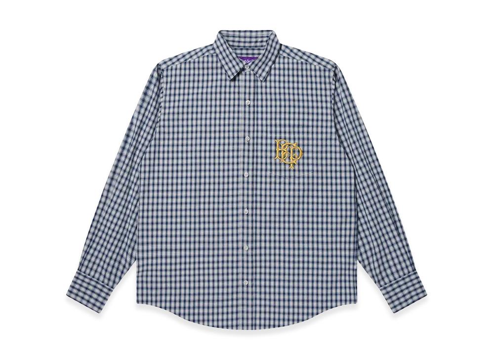BlackEyePatch Royal Emblem Checked Shirt "Blue"