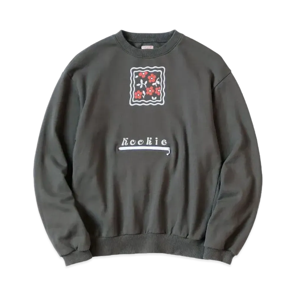 KAPITAL 30 Fleece Cookie Pocket Crew Sweat "Charcoal"