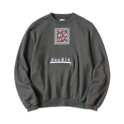 KAPITAL 30 Fleece Cookie Pocket Crew Sweat "Charcoal"