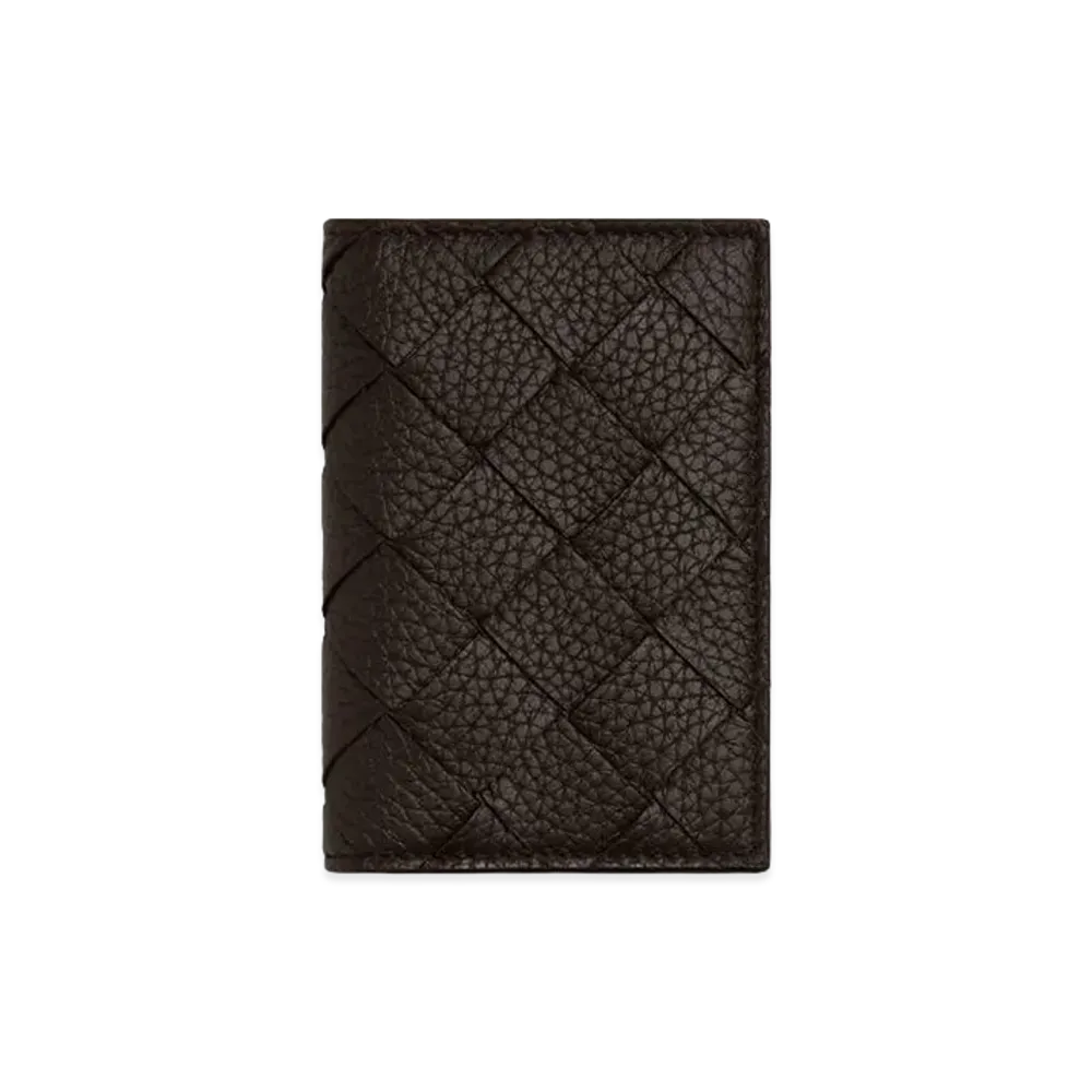 Bottega Veneta Intrecciato Flap Card Case "Fondente"